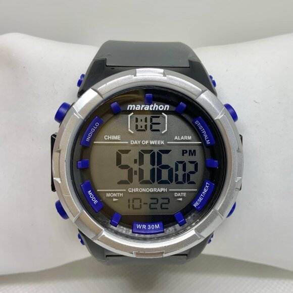 Marathon men digital watch 50mm round case chronograph alarm gray running - Picture 1 of 6